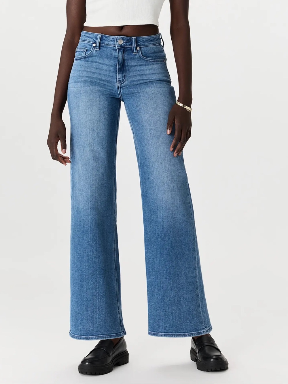 Quince Bella Stretch Wide Leg Jeans Seaside Blue Waist 28 Short 28 inseam